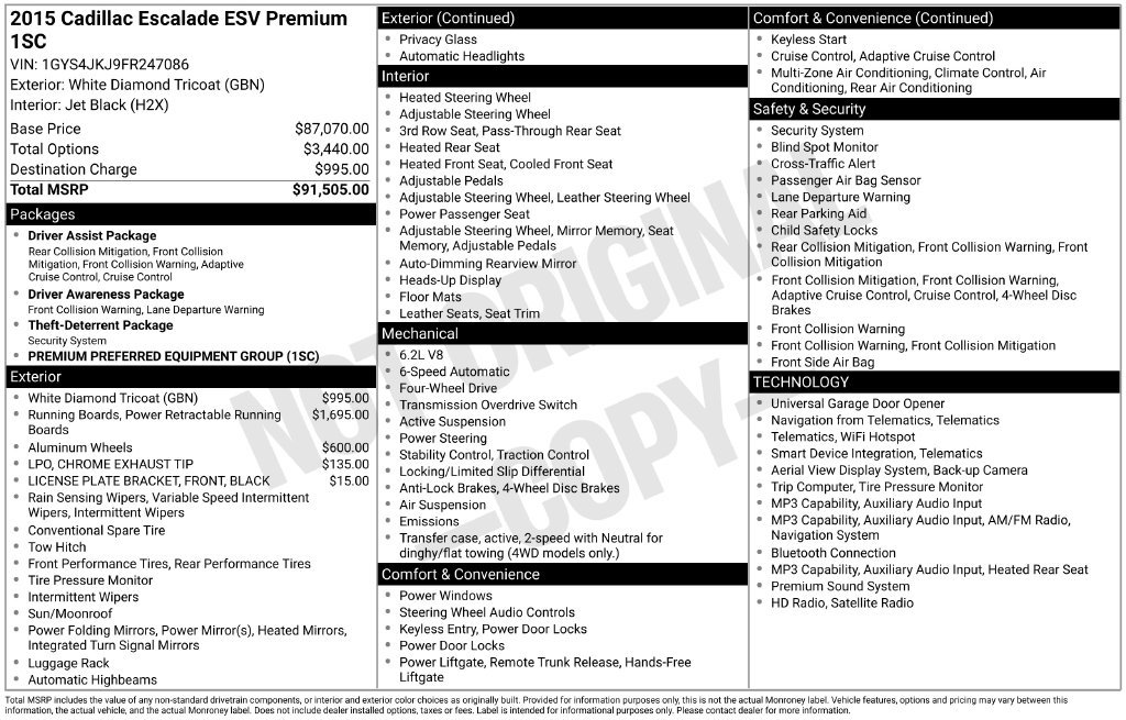 Used 2015 White Cadillac Premium image 3