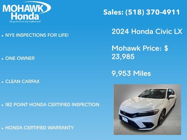Certified Used 2024 Platinum White Pearl Honda LX image 8