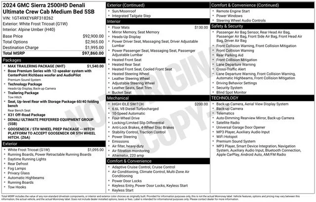 Used 2024 White Frost Tricoat GMC Denali Ultimate image 11