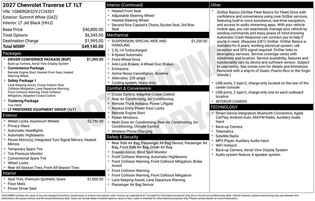 2027 Chevrolet Traverse LT - Photo 28