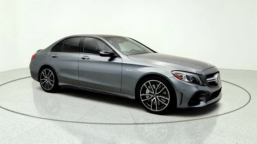 Used 2020 Selenite Grey Metallic Mercedes-Benz AMG® C 43 4MATIC Sedan w/ Perf. Exhaust, Pano Roof & Carbon Trim image 3