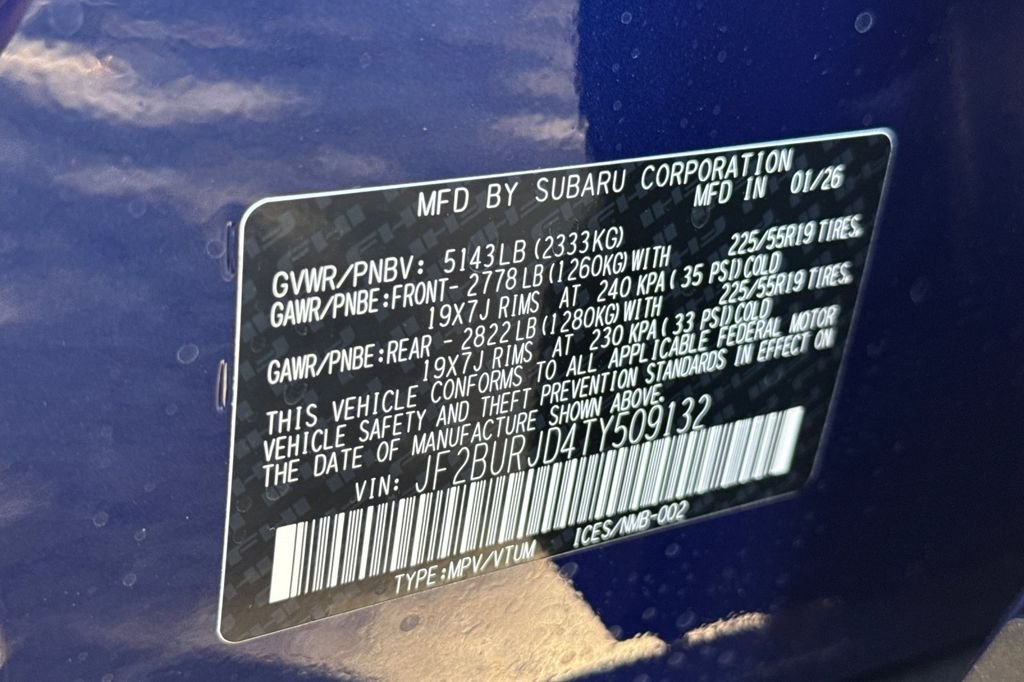 New 2026 SAPPHIRE BLUE PEARL Subaru Touring XT image 38