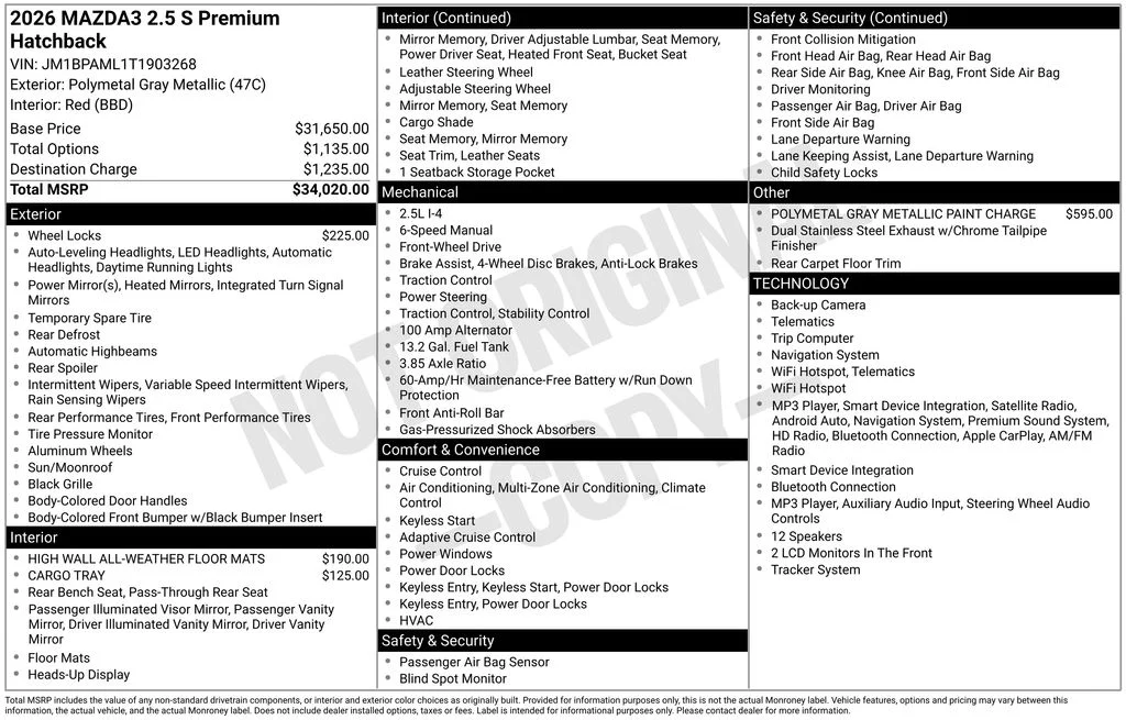 New 2026 Gray Mazda 2.5 S Premium image 3