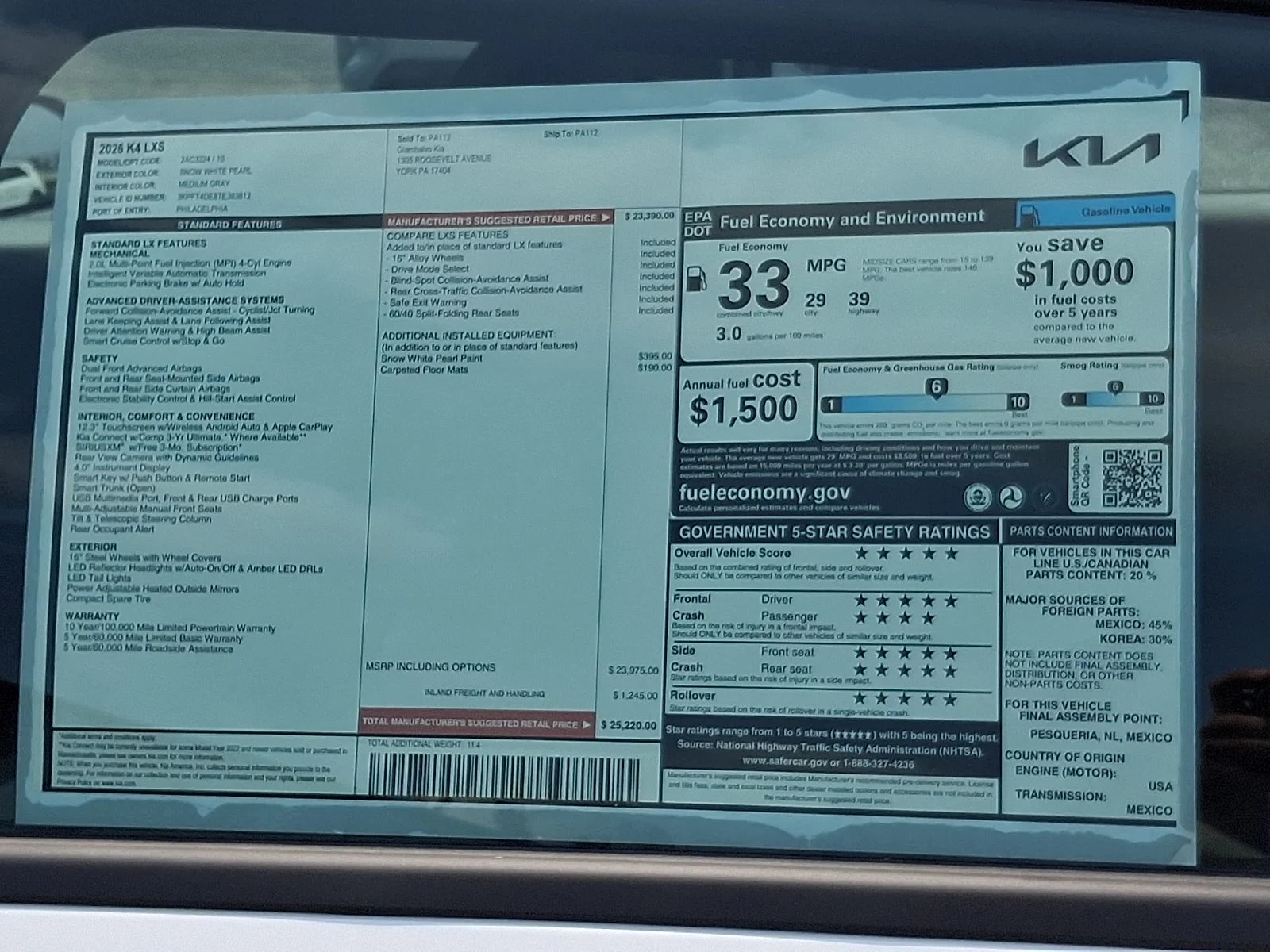 New 2026 White Kia LXS image 22