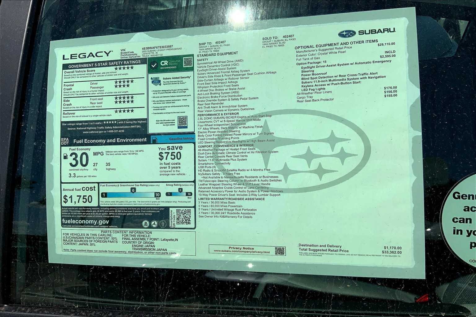 2025 Subaru Legacy Premium - Photo 21