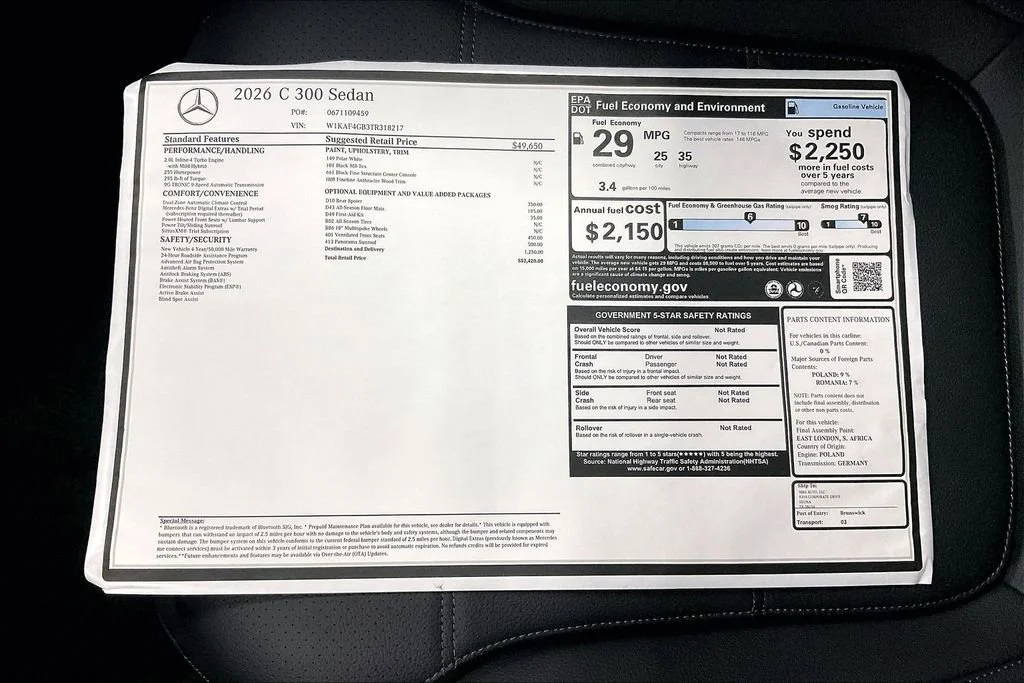 New 2026 Polar White Mercedes-Benz C 300 image 31