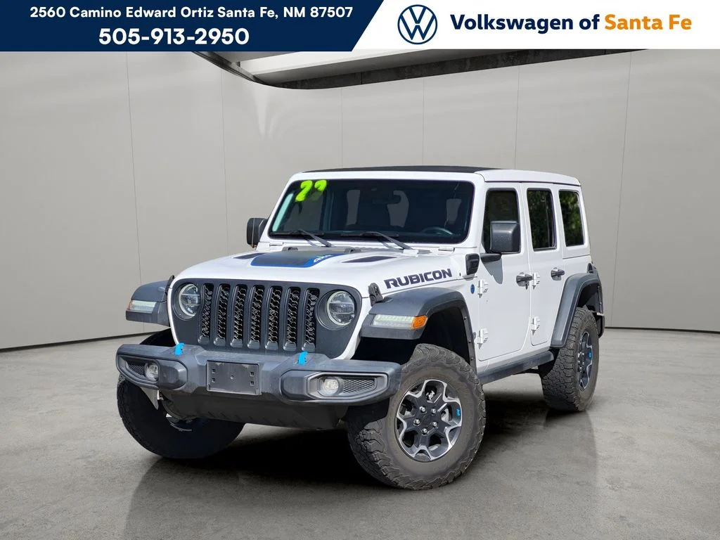 Used 2022 Bright White Clearcoat Jeep Unlimited Rubicon 4Xe image 1