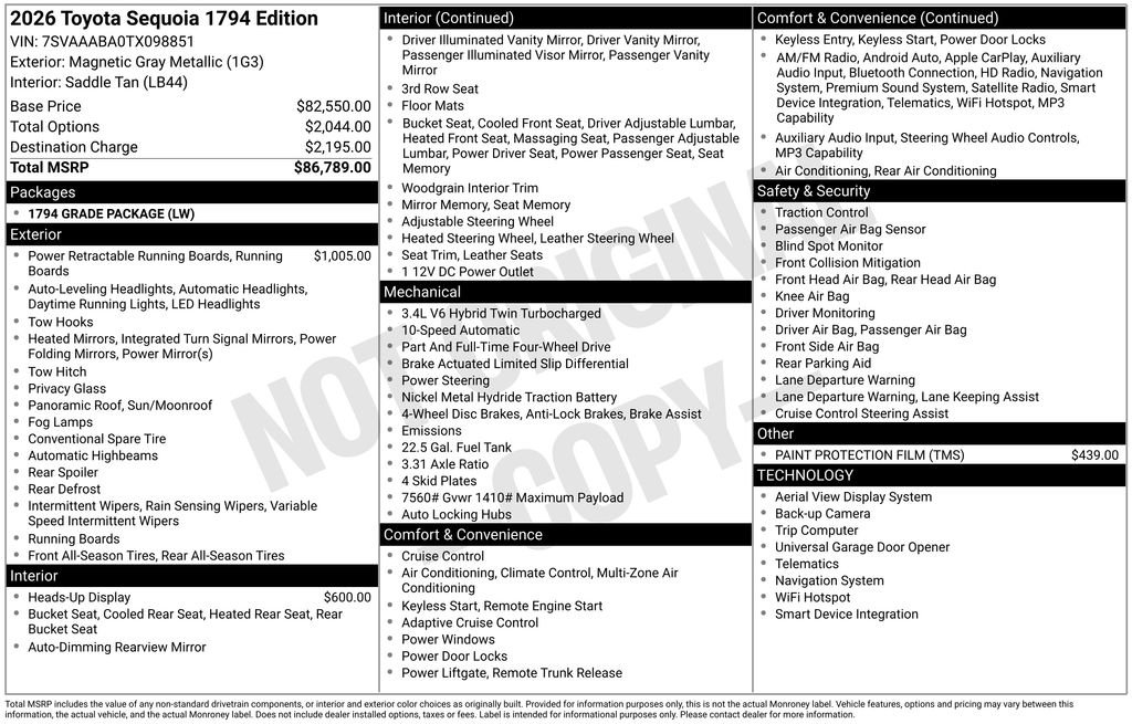 New 2026 Magnetic Gray Metallic Toyota  1794 Edition image 7