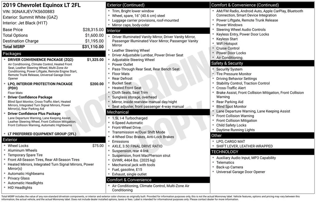 Used 2019 White Chevrolet LT image 2