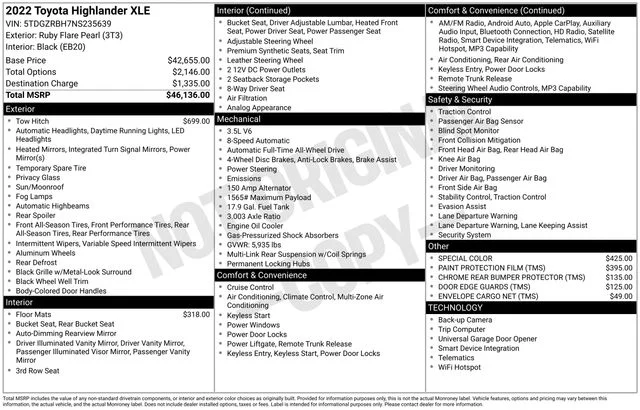 2022 Toyota Highlander XLE 4x4 V6's photo