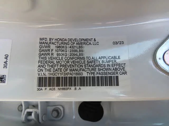 Certified Used 2023 Platinum White Pearl Honda  image 24