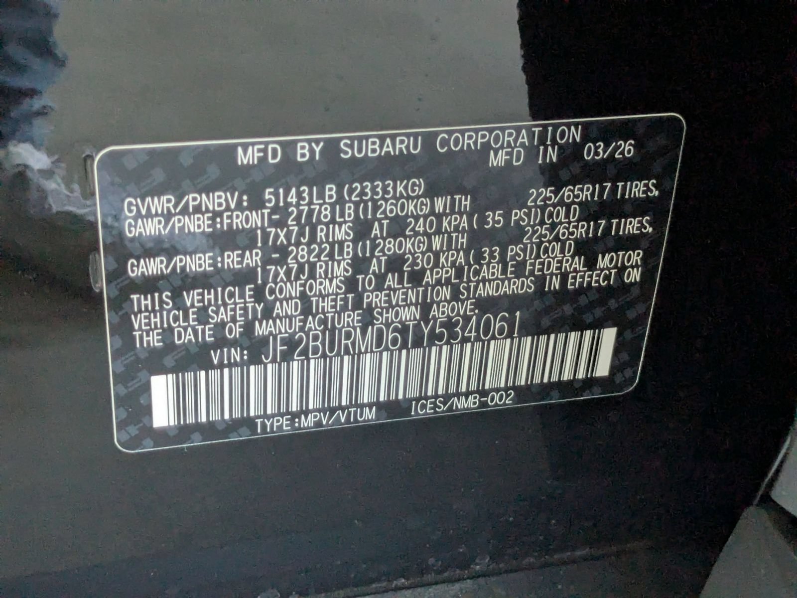 New 2026 CRYSTAL BLACK SILICA Subaru Wilderness image 15