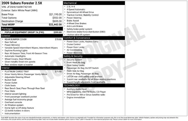 Used 2009 White Subaru 2.5X image 7
