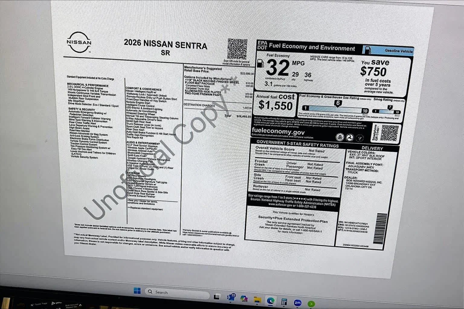 New 2026 Aspen White TriCoat / Super Black Two-tone Nissan SR image 19