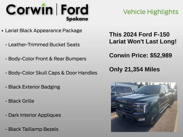 Used 2024 Agate Black Metallic Ford Lariat image 6