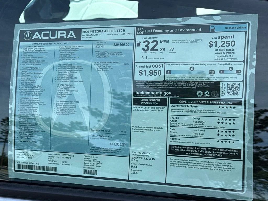 New 2026 Solar Silver Metallic Acura A-Spec Tech Package image 25