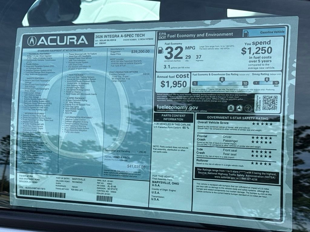 New 2026 Solar Silver Metallic Acura A-Spec Tech Package image 25
