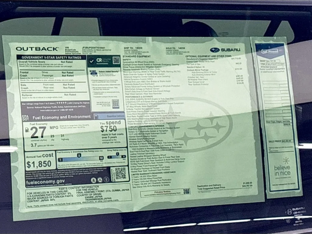 New 2026 CRYSTAL WHITE PEARL Subaru Limited image 25