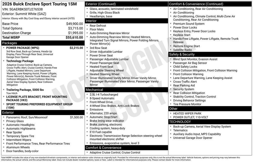 New 2026 Summit White Buick Sport Touring image 6