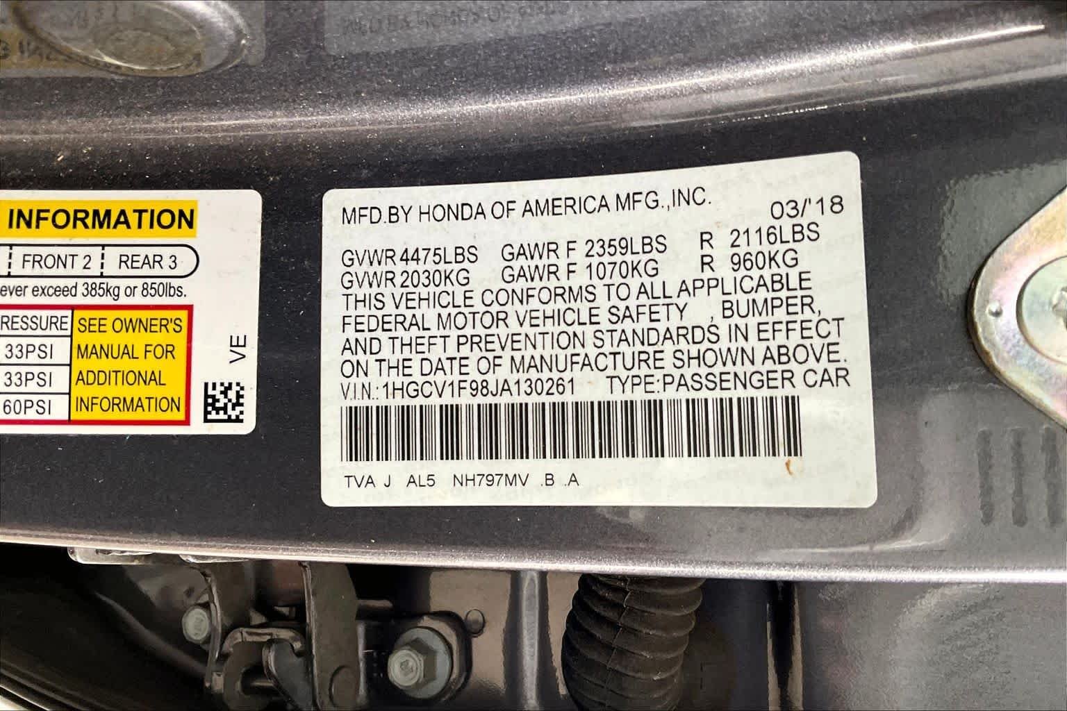 Used 2018 Modern Steel Metallic Honda Touring 1.5T image 34