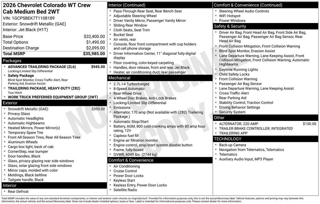 2026 Chevrolet Colorado Work Truck - Photo 11