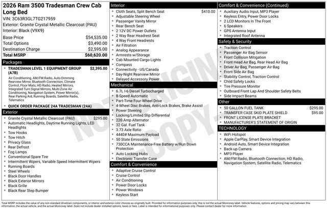New 2026 Granite Crystal Metallic Clear-Coat Exterior Paint RAM Tradesman image 31