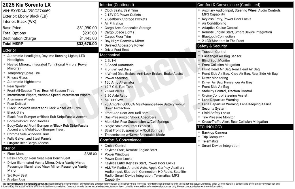 Certified Used 2025 Black Kia LX image 2
