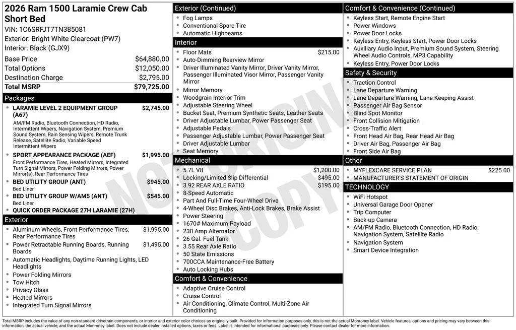 New 2026 Bright White Clear-Coat Exterior Paint RAM Laramie image 9