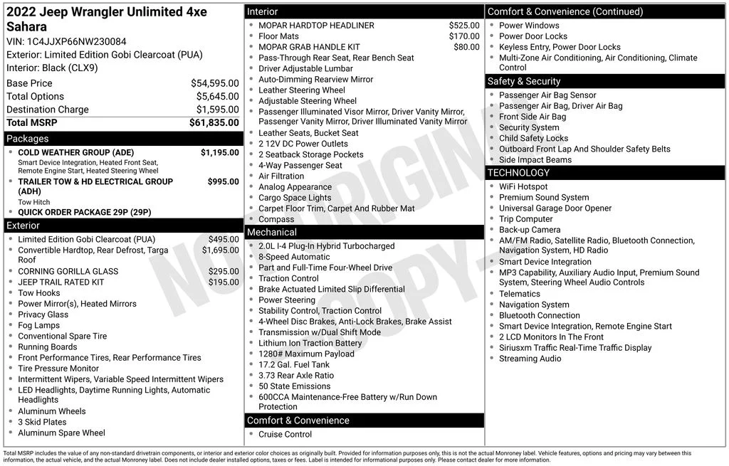 Used 2022 Beige Jeep Unlimited Sahara 4xe image 6