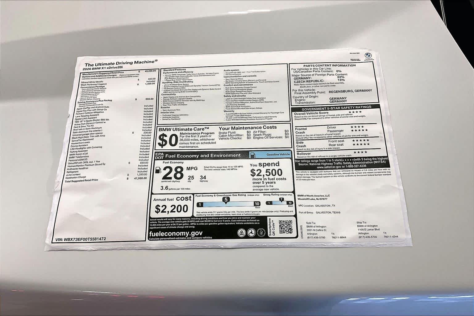 New 2026 Mineral White Metallic BMW xDrive28i image 19