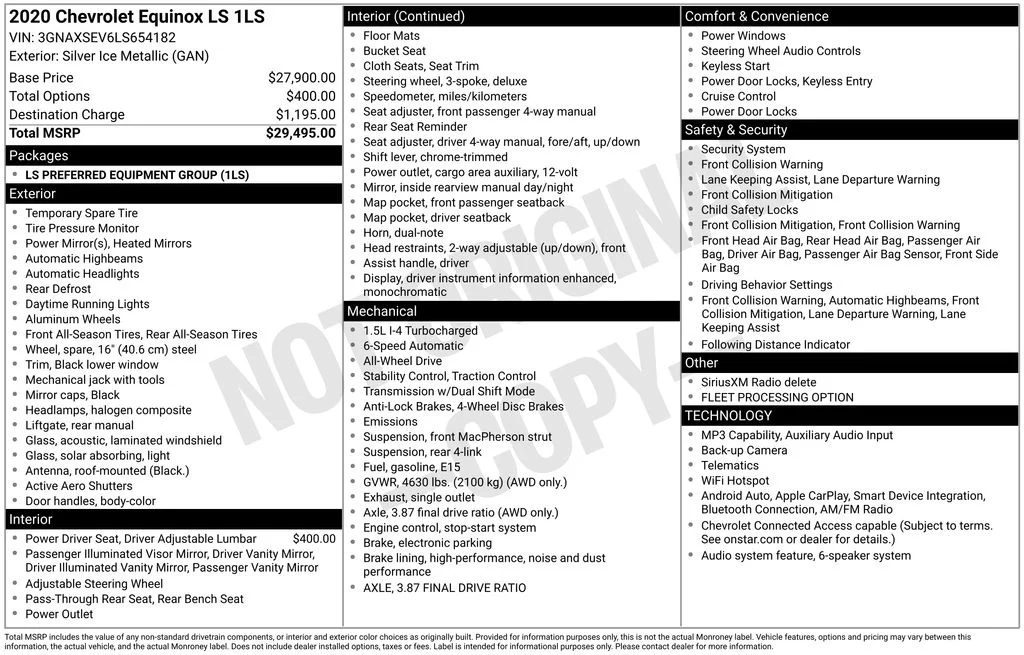 Used 2020 Silver Ice Metallic Chevrolet LS image 3