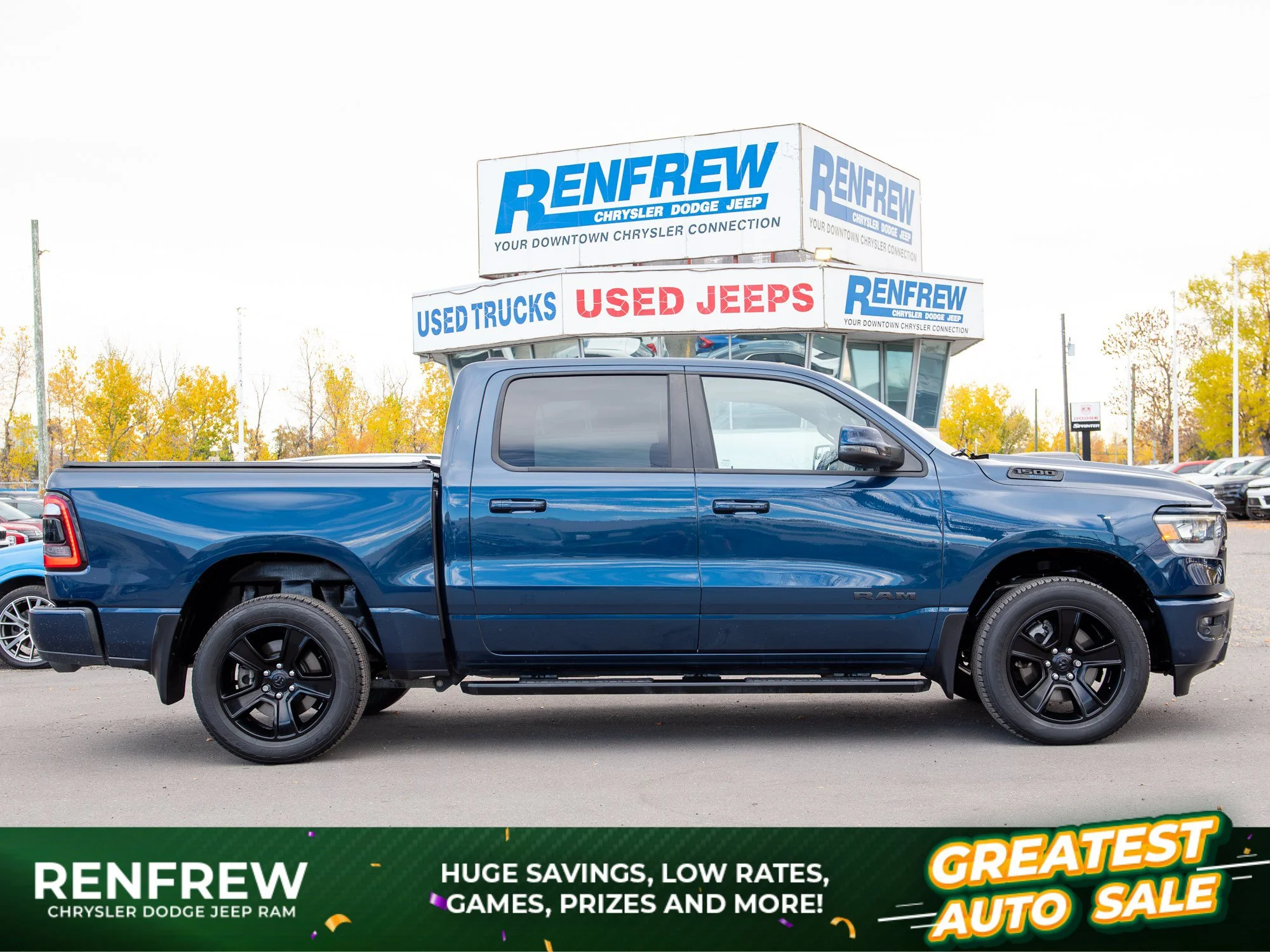 Used 2023 Blue RAM Sport* Crew Cab 4x4, Heated Leather, Remote Start, Alpine Audio image 1