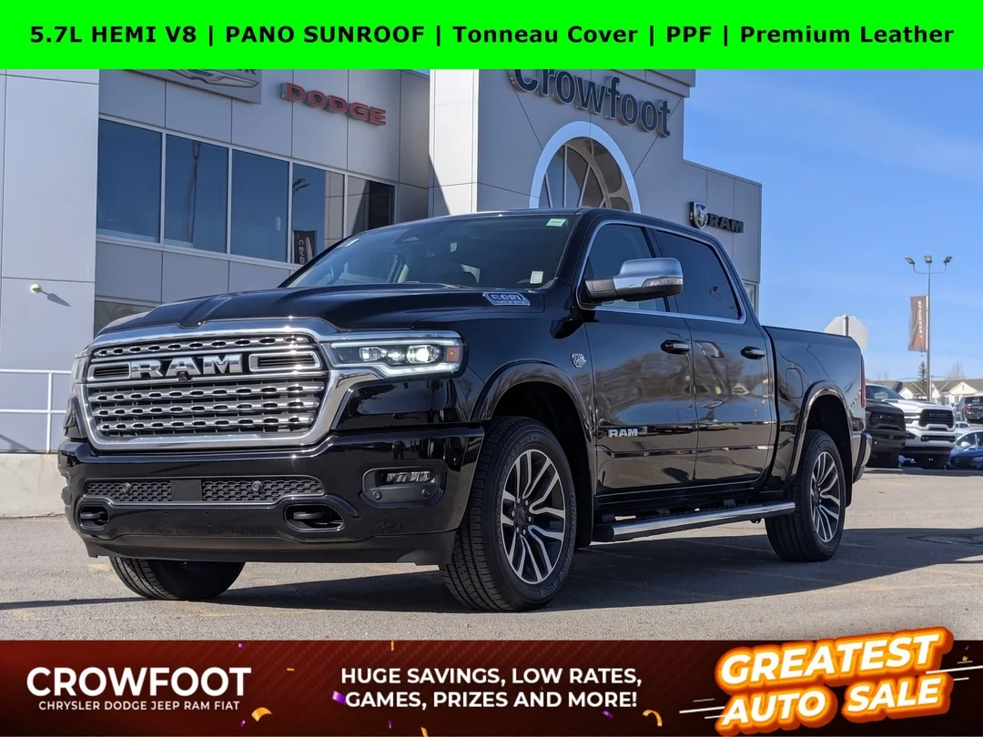 New 2026 Black RAM Limited Longhorn - - Premium Filigree Leather - Pano Sunroof - E-Locker Axle - Trailer Brake & More! image 1