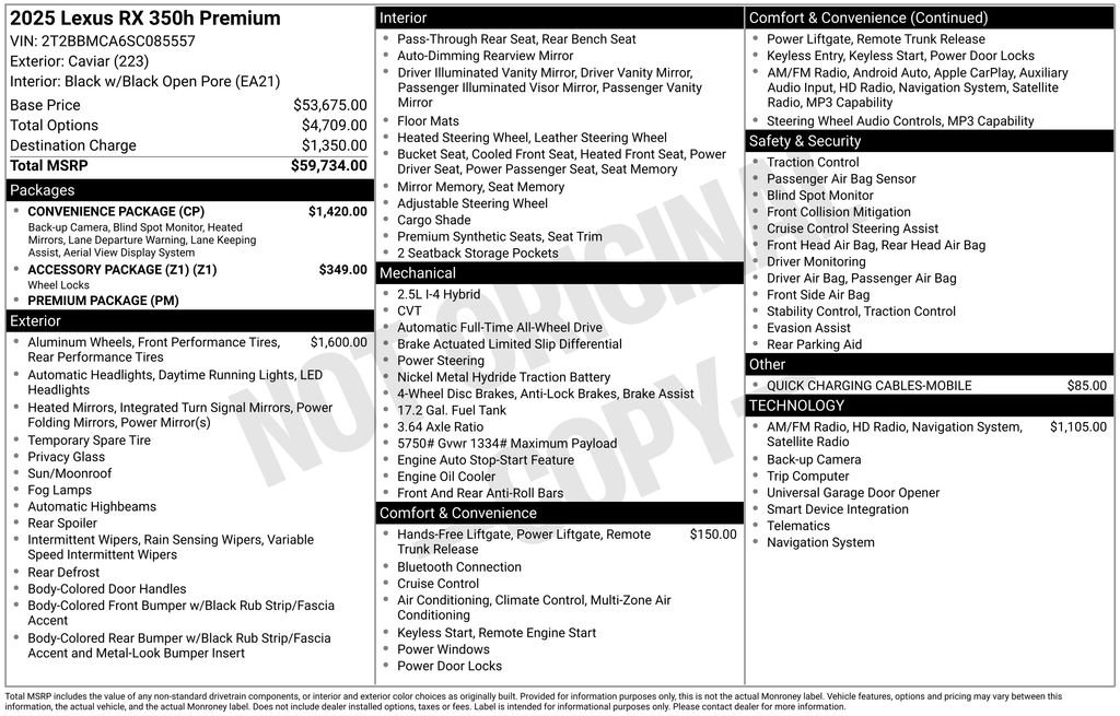 Used 2025 Black Lexus 350h Premium image 6