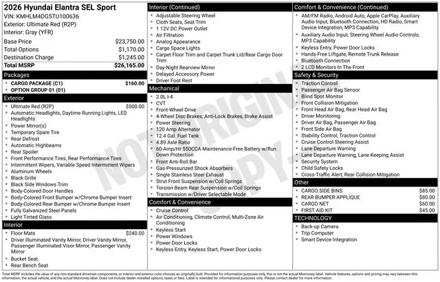 Used 2026 Red Hyundai SEL Sport image 38