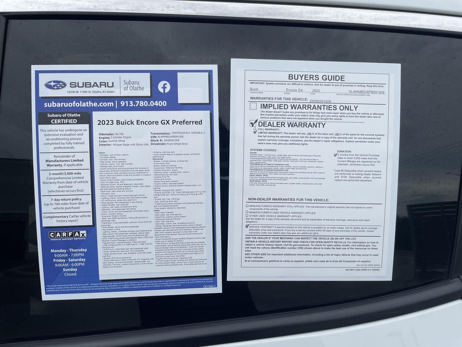 Used 2023 Summit White Buick Preferred image 30