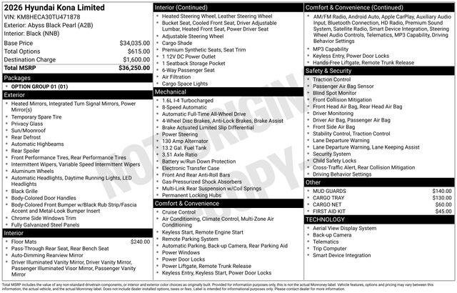 New 2026 Black Hyundai Limited AWD image 25