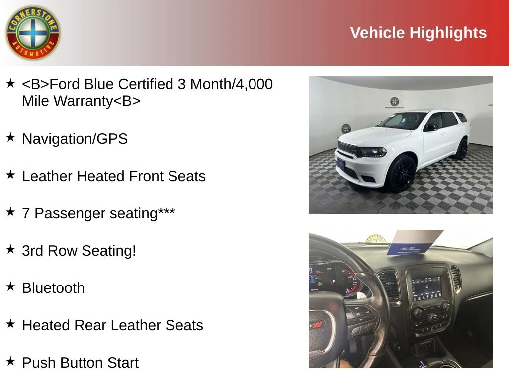 Used 2019 Dodge Durango GT Plus with VIN 1C4RDJDG5KC536632 for sale in Elk River, Minnesota