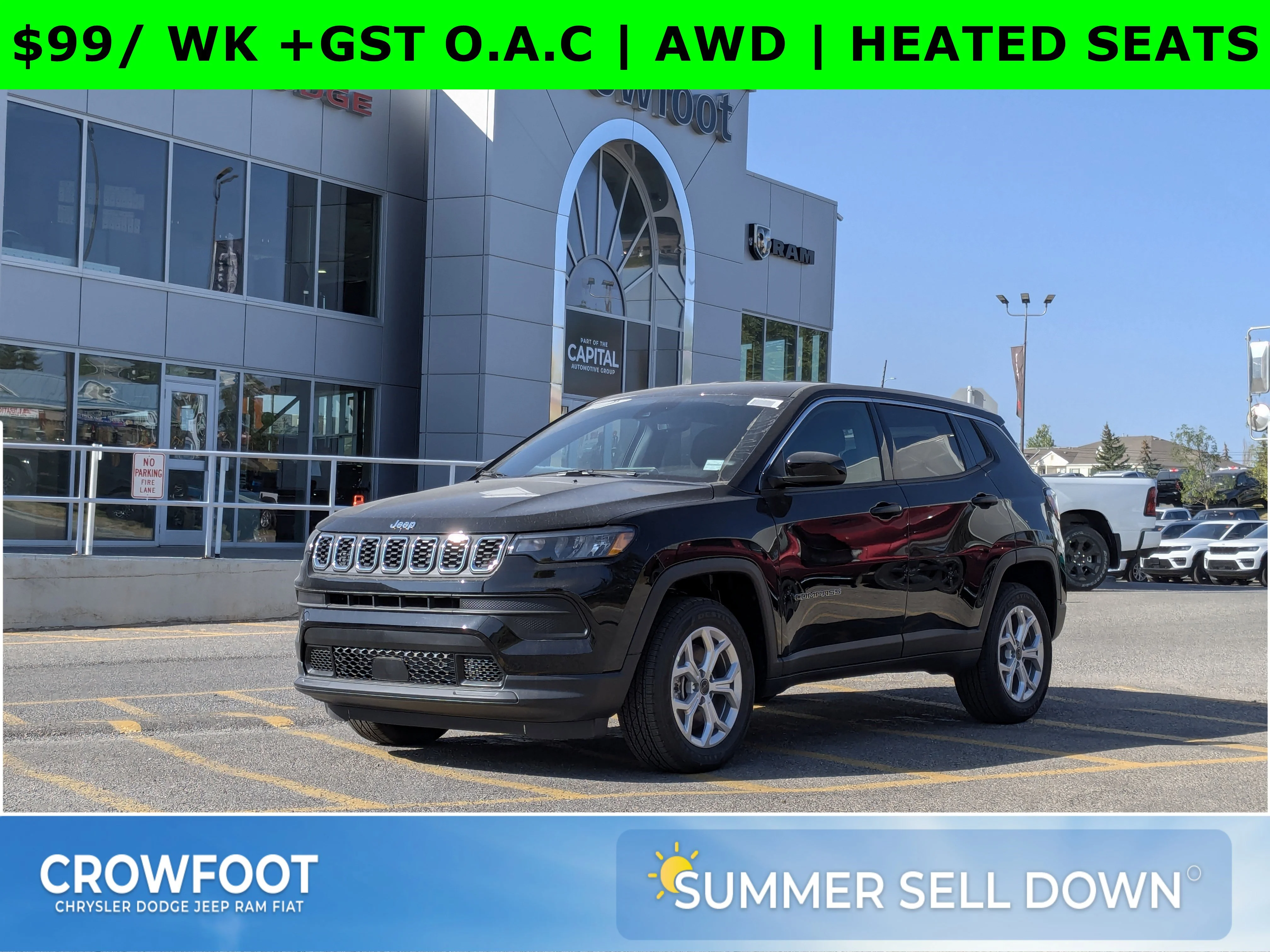 New 2026 Black Jeep Sport - Forward Collision Warning - LED Head Lamps - Heated Seats Great First Vehicle image 1