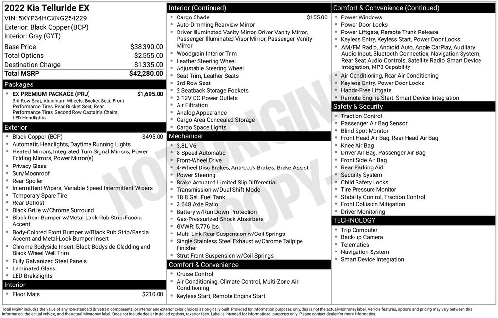 Used 2022 Black Kia EX image 6
