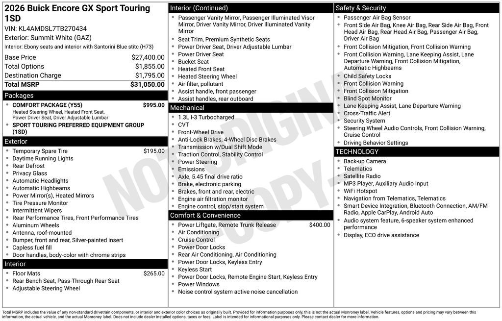 New 2026 Summit White Buick Sport Touring image 25