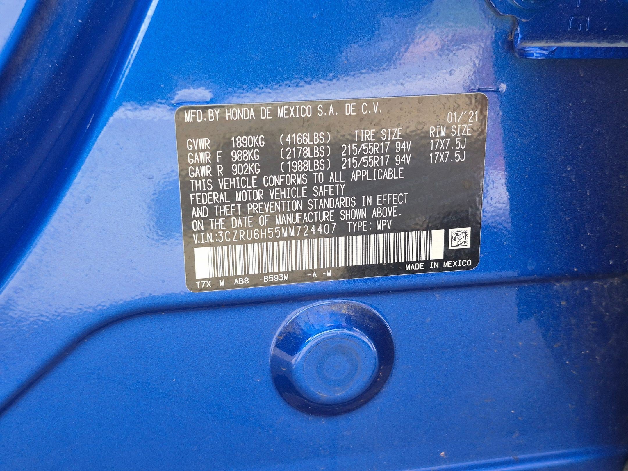 Used 2021 Aegean Blue Metallic Honda EX image 31