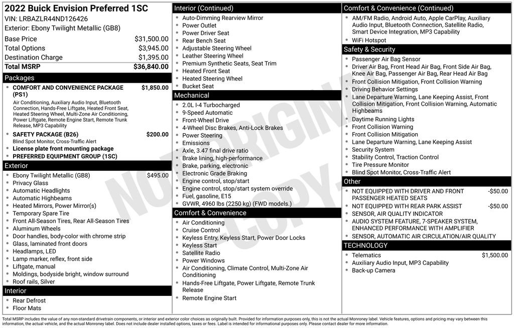 Used 2022 Black Buick Preferred image 24