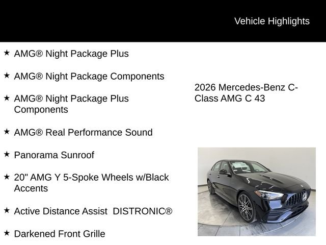 New 2026 Obsidian Black Metallic Mercedes-Benz AMG® C 43 4MATIC® Sedan image 7