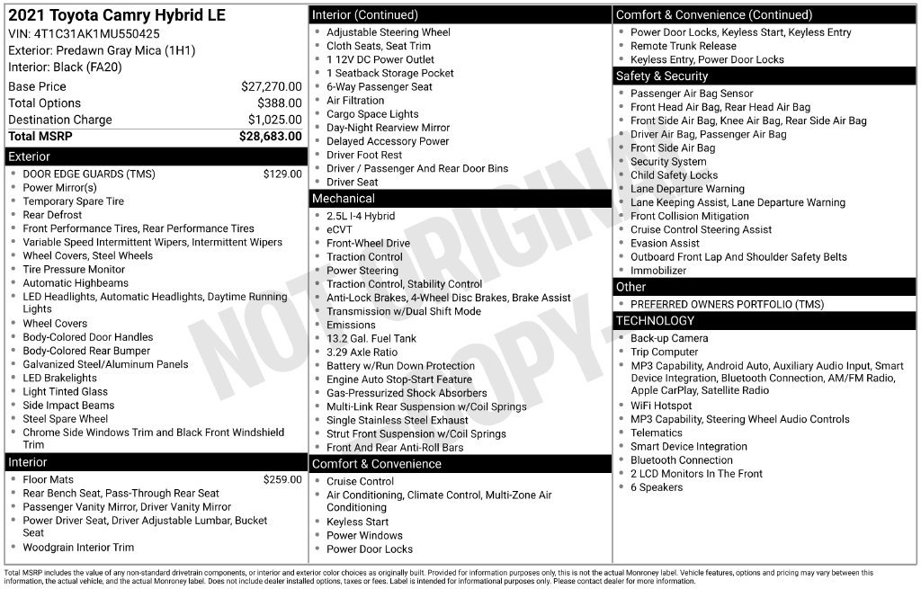 Used 2021 Gray Toyota LE image 2