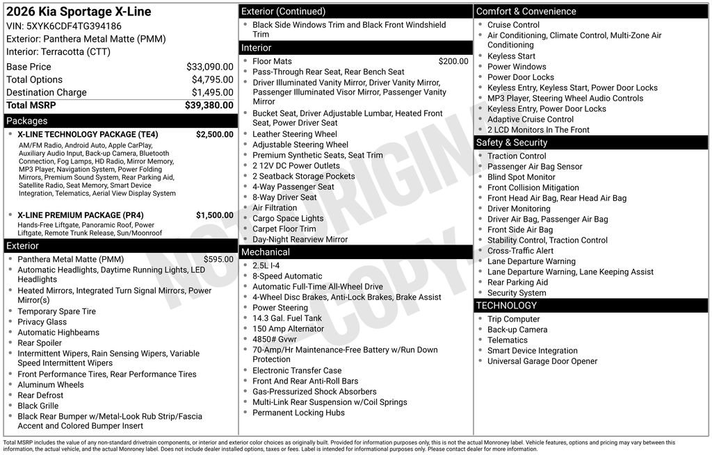 New 2026 Panthera Metal Matte Kia X-Line image 4