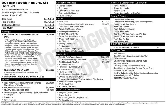 New 2026 Bright White Clear-Coat Exterior Paint RAM Big Horn/Lone Star image 33