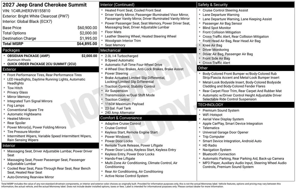 New 2027 White Jeep Summit image 2