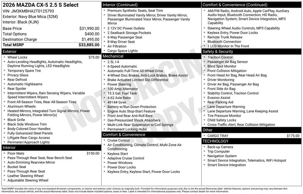 New 2026 Navy Blue Mica Mazda 2.5 S Select image 2
