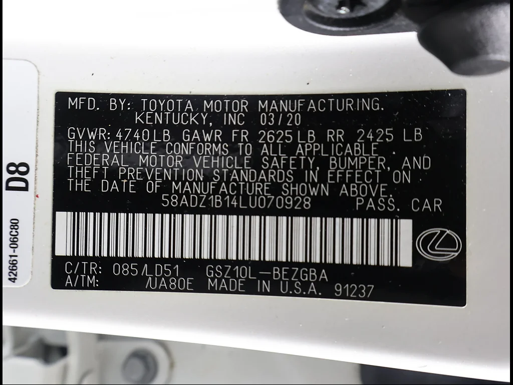 Certified Used 2020 Eminent White Pearl Lexus Base image 12